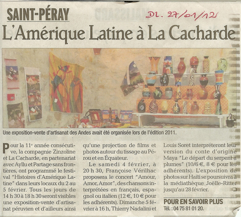 11 eme dition semaine "Histoires d'Amrique latine" de Saint-Pray en ardche avec l'association Ayllu et Partage sans Frontires - la presse