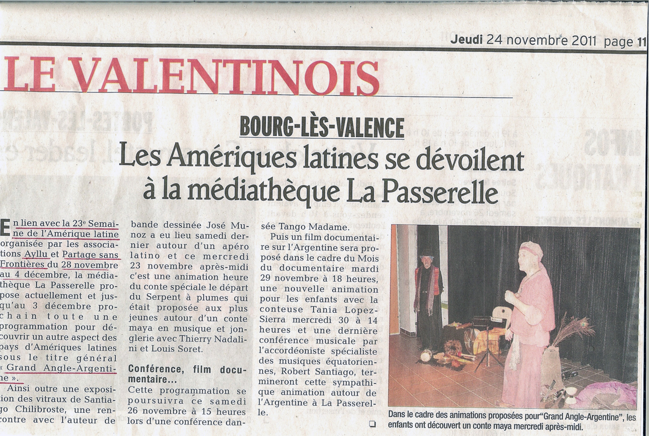 article de presse de la semaine amérique latine de Bourg les Valence 2011