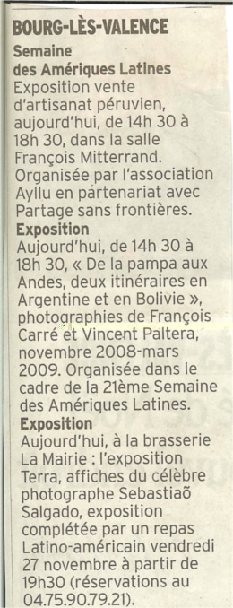 article de presse de la semaine amrique latine de Bourg les Valence 2007