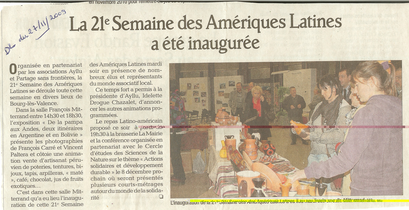 article de presse de la semaine amrique latine de Bourg les Valence 2007