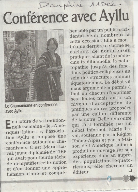 article de presse de la semaine amrique latine de Bourg les Valence 2012