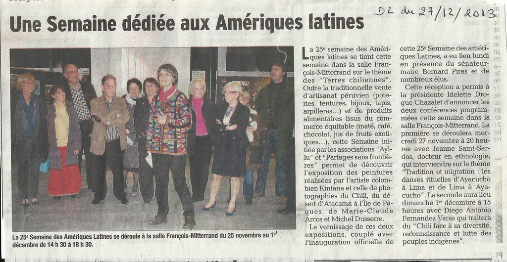 article de presse de la semaine amrique latine de Bourg les Valence 2012