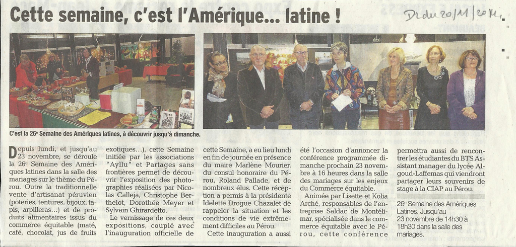 article de presse de la semaine amrique latine de Bourg les Valence 2012