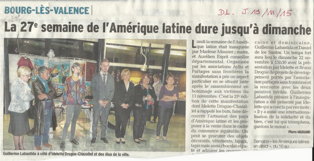 article de presse de la semaine amrique latine de Bourg les Valence 2015