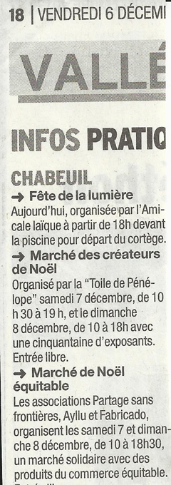 article de presse de la semaine amrique latine de Bourg les Valence 2012