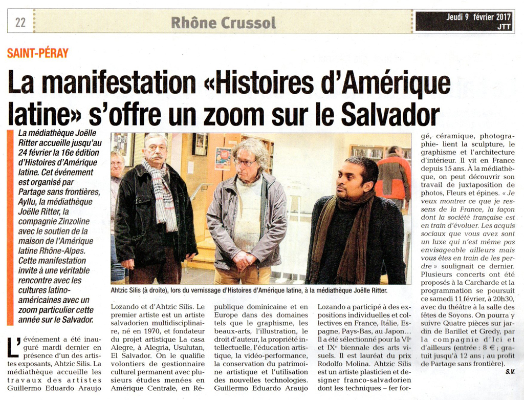 16 eme édition semaine "Histoires d'Amérique latine" de Saint-Péray en ardèche avec l'association Ayllu et Partage sans Frontières - la presse - article du Dauphiné libéré